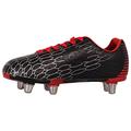 Optimum Senior Viper Razor Rugby Boots - Sturdy Material, Moulded Studs, Easy Fasten Lace-Up Rugby Boots - Lightweight, Flexible and Comfortable Fit Mesh Lining Boots - Black/Silver/Red, Size 8