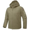 TACVASEN Lightweight Men's Casual Jacket Waterproof Softshell Walking Jacket Fleece Tactical Coats Thermal Winter Jackets Khaki M