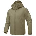 TACVASEN Lightweight Men's Casual Jacket Waterproof Softshell Walking Jacket Fleece Tactical Coats Thermal Winter Jackets Khaki S