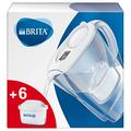 BRITA Marella Fridge Water Filter Jug, 2.4L - White. Half Year Pack, Includes 6 x MAXTRA+ Filter Cartridges for Reduction of Chlorine, Limescale and Impurities