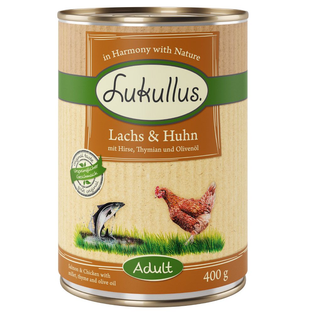 Lukullus 24 x 400 g Alimento umido per cani - Salmone & Pollo