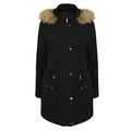 JBC Collection Women's Faux Fur Hood Parka Coat Adjustable Fish Tail 16 Black