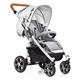 Gesslein S4 Buggy S4 Air+ Design 662 mit Liegefunktion, klein zusammenklappbar, für große Kinder bis 25 kg, veganer Lederschieber cognac höhenverstellbar, Kinderwagen Sportwagen, grau meliert