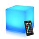 Mr.Go 16-inch Rechargeable LED Light Cube Stool Waterproof Cube Seat with Remote, Magic RGB Color Changing Side Table Home Bedroom Patio Pool Party Mood Lamp Night Light Decorative Lighting