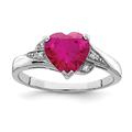 925 Sterling Silver Polished Open back Rhodium Plated With Cubic Zirconia and Simulated Ruby Love Heart Ring Size L 1/2 Jewelry Gifts for Women