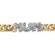 Jewelco London Ladies Solid 9ct Yellow and White gold White Round Brilliant Cubic Zirconia MUM Venezia Curb 8mm Gauge Bracelet