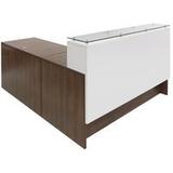 Emerge Glass Top L-Shaped Reception Desk w/Drawers & LED Light - 66"W x 79"D