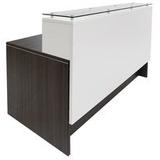 Emerge Glass Top Reception Desk w/Drawers & LED Light - 66"W x 31"D