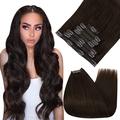 Ugeat Clip in Human Hair 14 Inch #4 Clip in Hair Extensions Human Hair Dark Brown Human Hair Extensions Clip in 120 Grams Hair Extensions Human Hair Clip in Real Hair