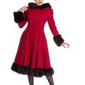 Hell Bunny Red Elvira Goth/Pin Up Faux Fur Trimmed Coat Sizes 8/XS-22/4XL