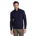WoolOvers Mens Cashmere Merino Long Sleeve Premium Fine Knit Zip Neck Pullover Knitted Sweater Jumper Navy, XL