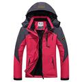 Mochoose Women's Outdoor Mountain Waterproof Windbreaker Fleece Ski Snow Hooded Jacket Sportwear Rain Coat Camping Fishing Hunting Working Jacket(Rose Red,XL)