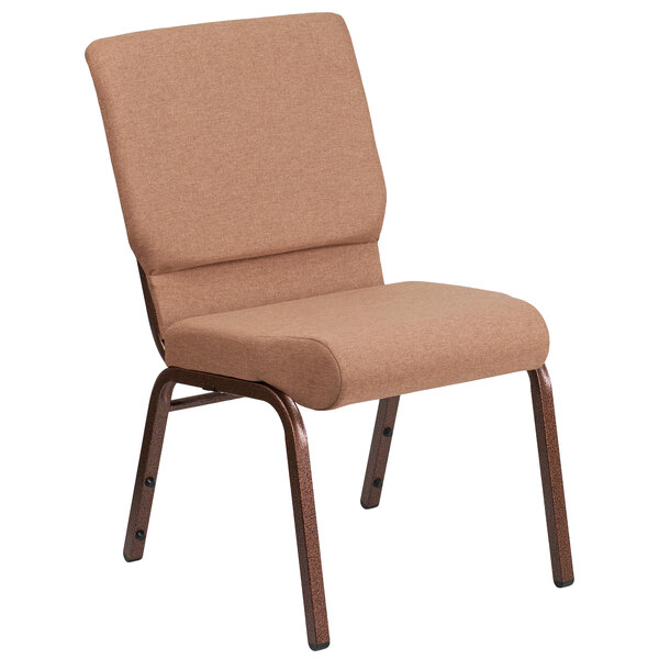 Flash Furniture FD-CH02185-CV-BN-GG Hercules Series Caramel 18 1/2" Church Chair with Copper Vein Frame