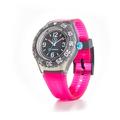 Q&Q SmileSolar 20BAR Series Black Dial and Magenta Strap RP16J004Y Powered by Solar