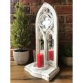 Gothic Arch Antique Vintage Garden Mirror Wall Sconce Large Pillar Candle Holder