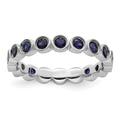 925 Sterling Silver Bezel Polished Patterned Stackable Expressions Created Sapphire Ring Size P 1/2 Jewelry Gifts for Women