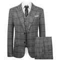 Hanayome Mens Suits 3 Piece Suit Slim Fit Plaid Tuxedo Suits Men Business Casual Jacket & Waistcoat & Trousers -Grey 44