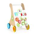 Small Foot 10745 Colourful Wooden Animals,Owls Training Walker Made of Sturdy Wood, Multifunctional Motor Skills Toy on The Front, Rubberized Wheels Ensure Safe and Quiet Running, Multicoloured