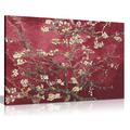 Floral Canvas Maroon Van Gogh Blossoming Almond Tree Canvas Wall Art Picture Print (36X24)