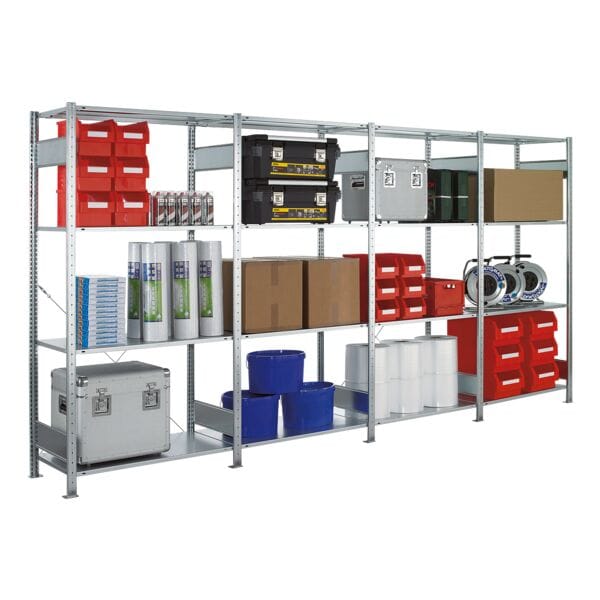 SCHULTE Lagertechnik Steckregal - Grundregal, 100 x 80 x 250 cm, verzinkt grau, 250x80 cm Image