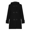 De La Creme - Black Womens Wool & Cashmere Winter Hooded Duffle Coat Size 14 42