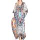 Sakkas SS1690 KF2020903LAT - LongKaftan Georgettina Ligthweight Printed Long Caftan Dress/Cover Up - Blue/Orange/Navy -OS