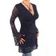 Women's Crochet Lace Bell Sleeve Tunic Top Navy Blue Size 14