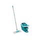 Leifheit Profi XL Mop and Bucket Set, Deluxe 42 cm Large Floor Mop, Easy-Steer Micro Fibre Mop Head and Profi Wringer Bucket with Rollers, Turquoise