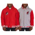 Men's JH Design Red/Gray Portland Trail Blazers Two-Tone Reversible Fleece Hooded Jacket