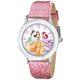 Disney Kids' W000408 Tween Glitz Princess Stainless Steel Watch with Pink Glitter Leather Band