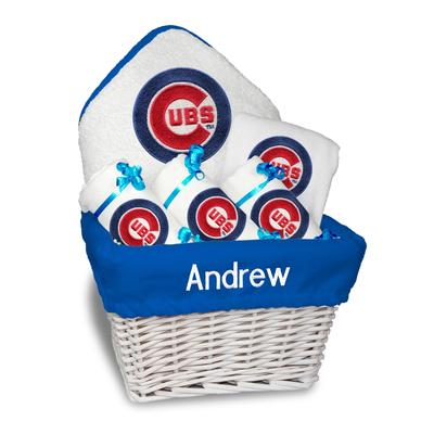 "Newborn & Infant White Chicago Cubs Personalized Medium Gift Basket"
