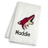 Infant White Arizona Coyotes Personalized Burp Cloth