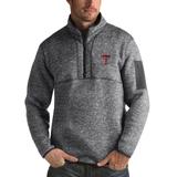 Men's Antigua Heathered Charcoal Texas Tech Red Raiders Fortune 1/2-Zip Pullover Sweater