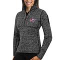 Women's Antigua Charcoal Columbus Blue Jackets Fortune 1/2-Zip Pullover Sweater