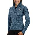 Women's Antigua Heather Navy New England Patriots Fortune Half-Zip Sweater