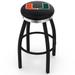 Miami Hurricanes 25" Black Wrinkle Swivel Bar Stool with Chrome Accent