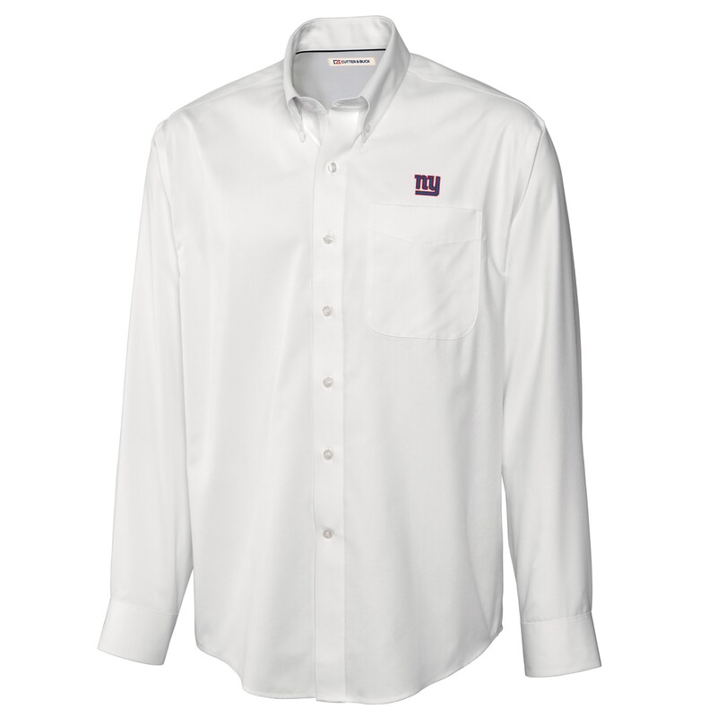 Men's Cutter & Buck White New York Giants Big Tall Epic Easy Care Woven Long Sleeve Shirt