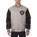 Men's JH Design Gray Las Vegas Raiders Poly Twill Jacket