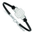 Women's Michigan State Spartans Sterling Silver Leather Bracelet