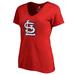 Women's Fanatics Branded Red St. Louis Cardinals Splatter Logo V-Neck T-Shirt