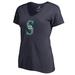 Women's Fanatics Branded Navy Seattle Mariners Splatter Logo V-Neck T-Shirt