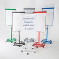 Wonderwall Deluxe Magnetic Mobile Flipchart Easel (H)1000 x (W)680mm with Locking castors & Height Adjustable, 6 Colours to Choose from, incl. (White)