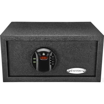 Barska HQ100 Biometric Keypad Safe 30 Fingerprint Memory Steel Black Outer Dimensions-14.5 x 11.75 x 7 in AX12476