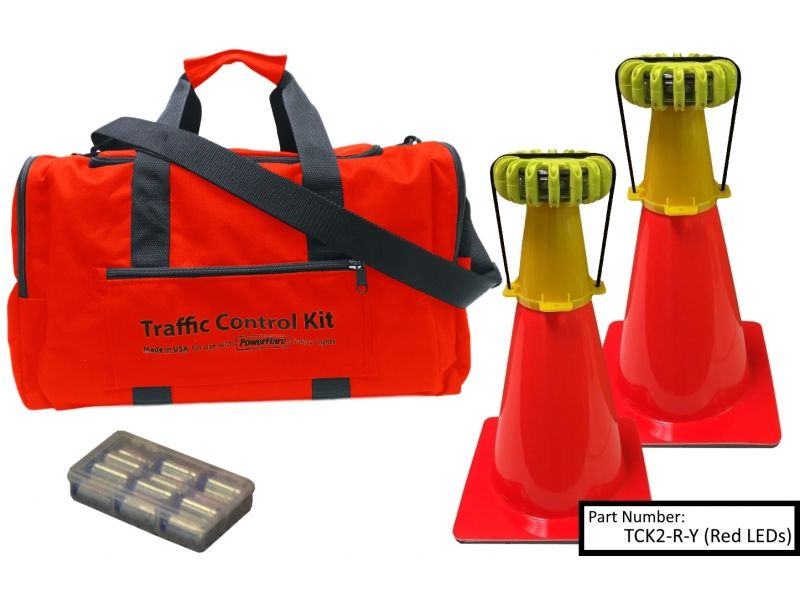 Powerflare 2-Position PowerFlare Traffic Control Kit Red/Blue LEDs Tan Shell TCK2-RB-T