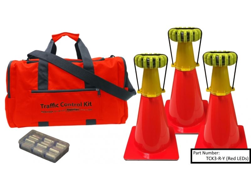 Powerflare 3-Position PowerFlare Traffic Control Kit Magnetic Amber LEDs Yellow Shell TCK3M-A-Y