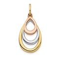 14ct Two tone and White Rhodium Polished Tear Drop Pendant Necklace Jewelry for Women