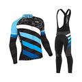 FDX Men's Winter Cycling Suit - Italian Thermal Roubaix Windproof Clothing Set - Long Sleeve Jersey with 3D Padded Bib Tight Equin Suits for Biking, Bicycle Riding, Outdoor Sports(Blue L)