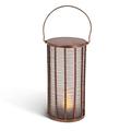 Gerson 43863 - 10" Copper Wire Cylinder Lantern with Flame Stake FireGlow? Technology Battery Operated LED Lantern with Timer