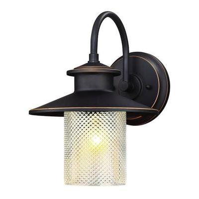 Westinghouse 63134 - 1 Light Oil Rubbed Bronze with Highlights Clear Textured Glass (1Lt Wall ORB w/Highlights w/Clr Gls)