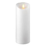 Liown 37073 - 8" White Wax Push Flame LED Pillar Candle with Timer